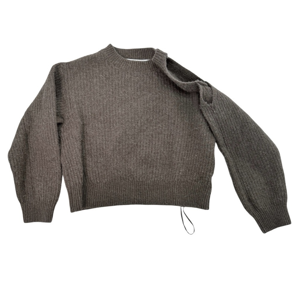 ASTR THE LABEL Women's Designer Mud Cold Shoulder Ribbed Cropped Wool Sweater M - Picture 2 of 7